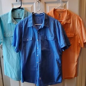 4 IZOD short sleeve shirts saltwater Seaside Poplin Shirts.
